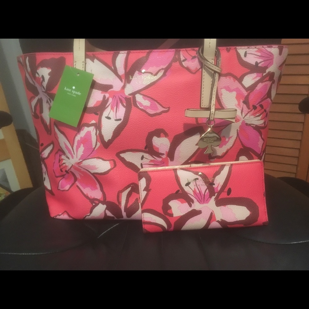 Kate Spade “Tiger Lily” Tote and Wallet